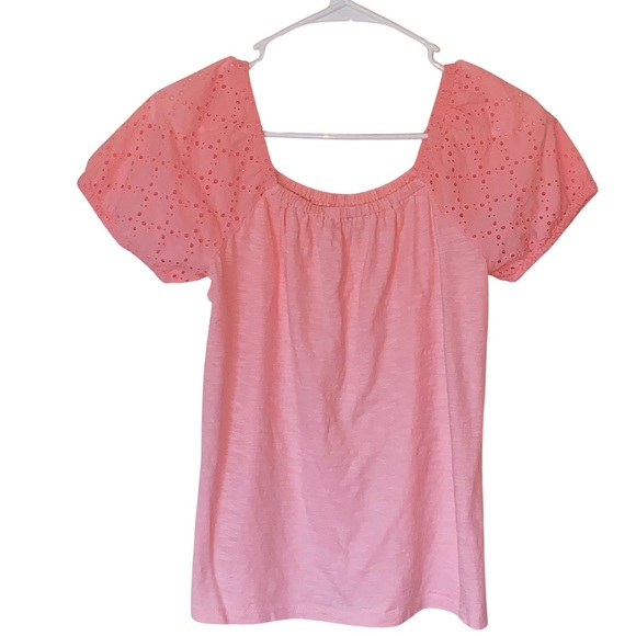 Style & Co. Pink Top with Eyelet Short Sleeve - Picture 3 of 3